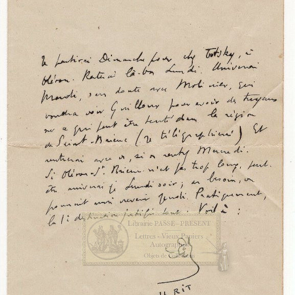 André MALRAUX . Lettre Autographe signée avec un Croquis Original