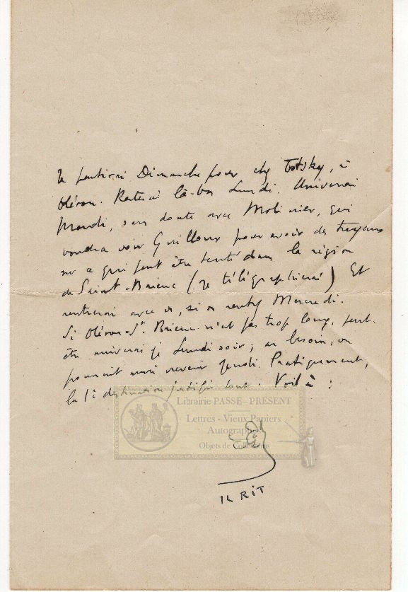 André MALRAUX . Lettre Autographe signée avec un Croquis Original