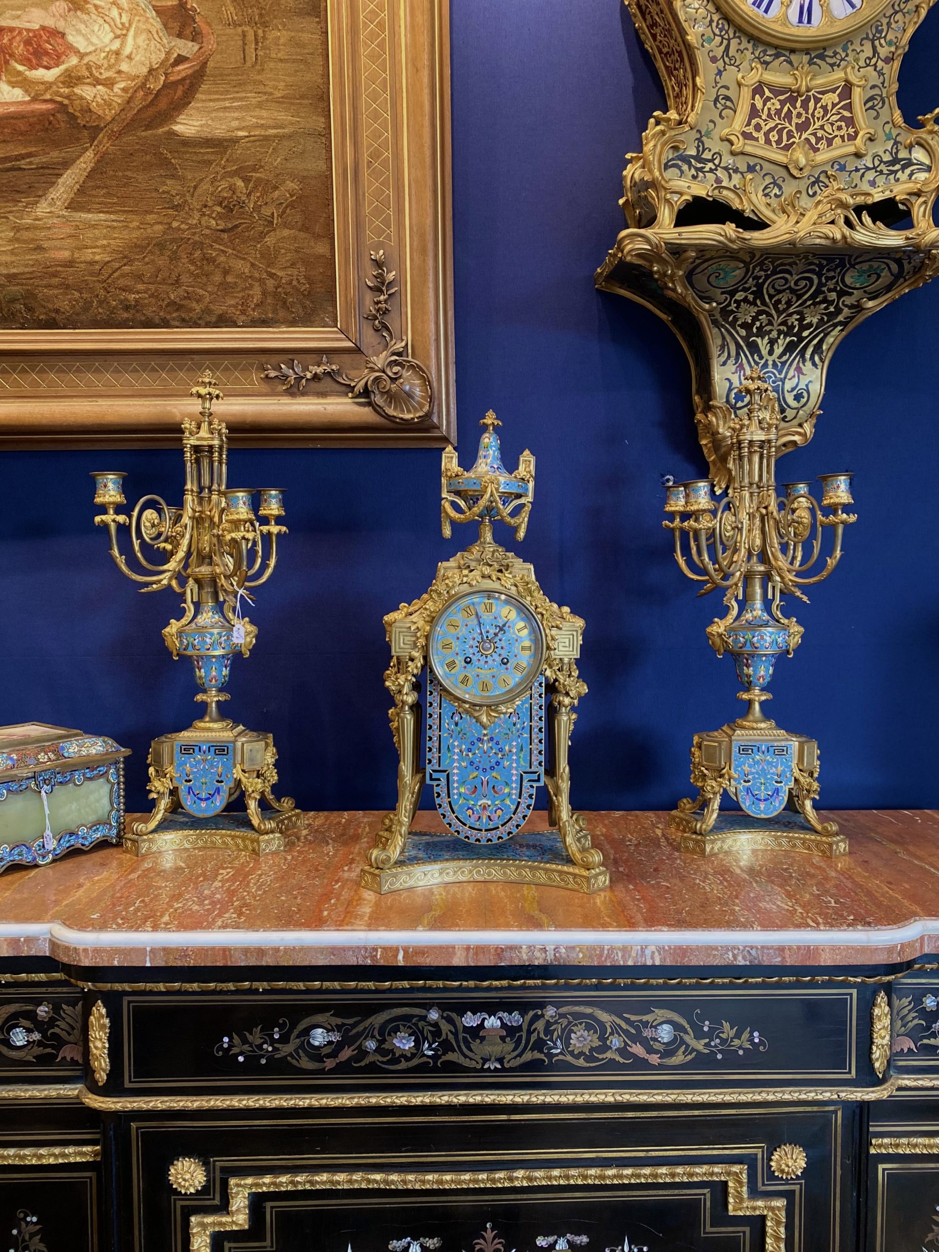 Horloge et paire de chandeliers Napoléon III