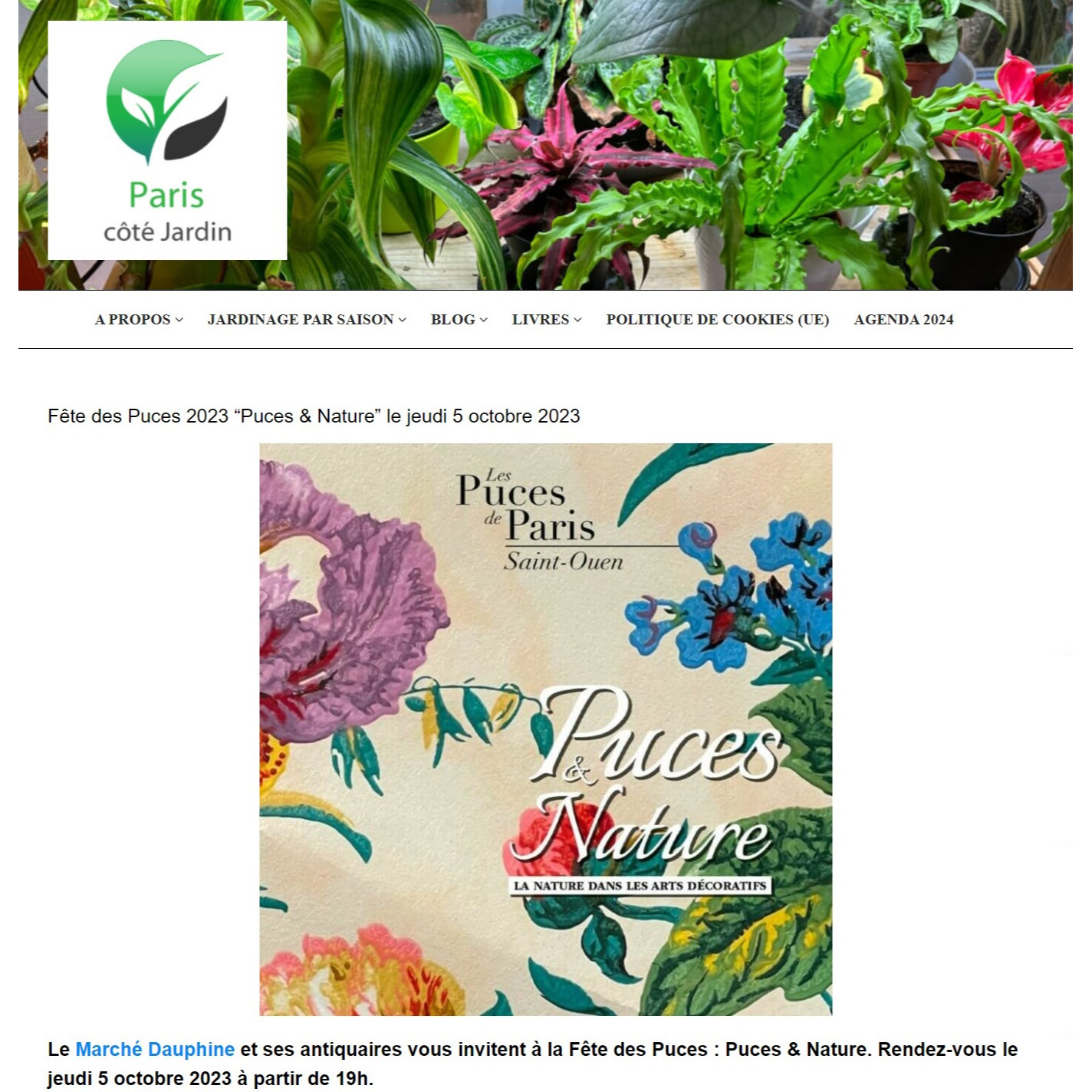 Paris côté jardin - Flea Market 2023 “Puces & Nature” on Thursday, October 5, 2023